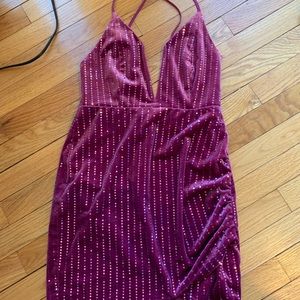 sparkly dark pink tight cloud dress